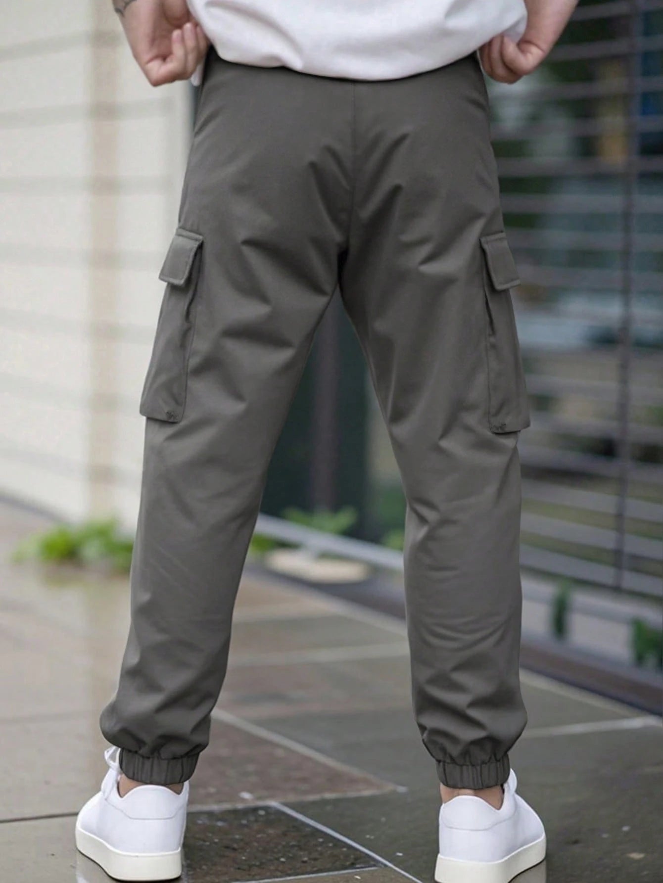 Manfinity LEGND Men'S Elastic Waistband Casual Cargo Pants, Cargo Style Joggers Men Pants Cargo Pants Men Joggers