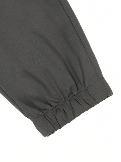 Manfinity LEGND Men'S Elastic Waistband Casual Cargo Pants, Cargo Style Joggers Men Pants Cargo Pants Men Joggers